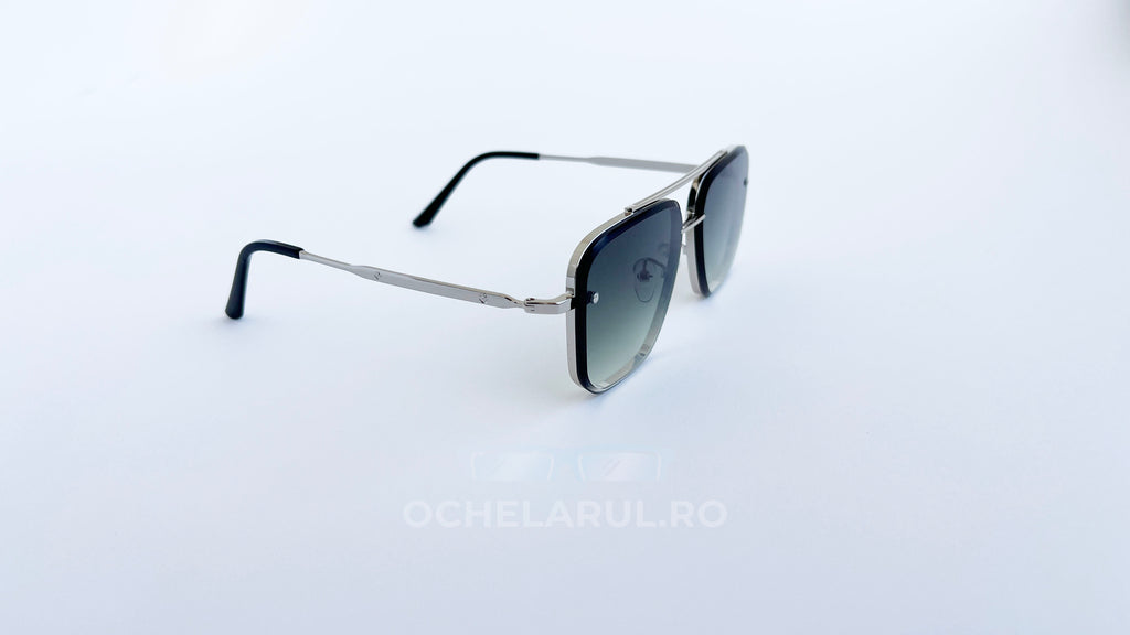 Ochelari de soare Dita Mach Six Style cu rame argintii și lentile verzi degrade pentru bărbați, elegantă și modernă.