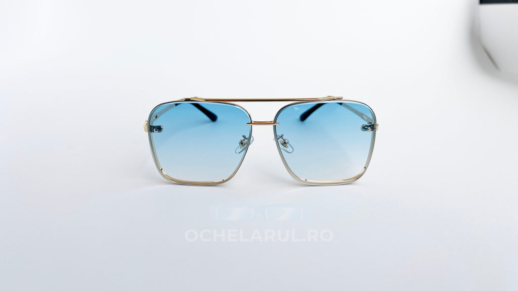 Ochelari de soare Dita Mach Six Style cu rame aurii și lentile albastre degrade pentru bărbați.