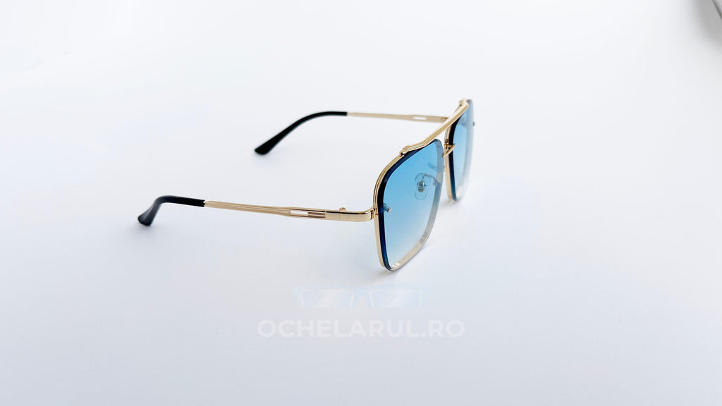 Ochelari de soare Dita Mach Six Style cu rame aurii și lentile albastre degrade pentru bărbați.