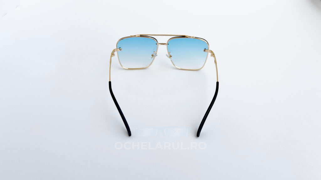 Ochelari de soare Dita Mach Six Style cu rame aurii și lentile albastre degrade, model pentru bărbați.