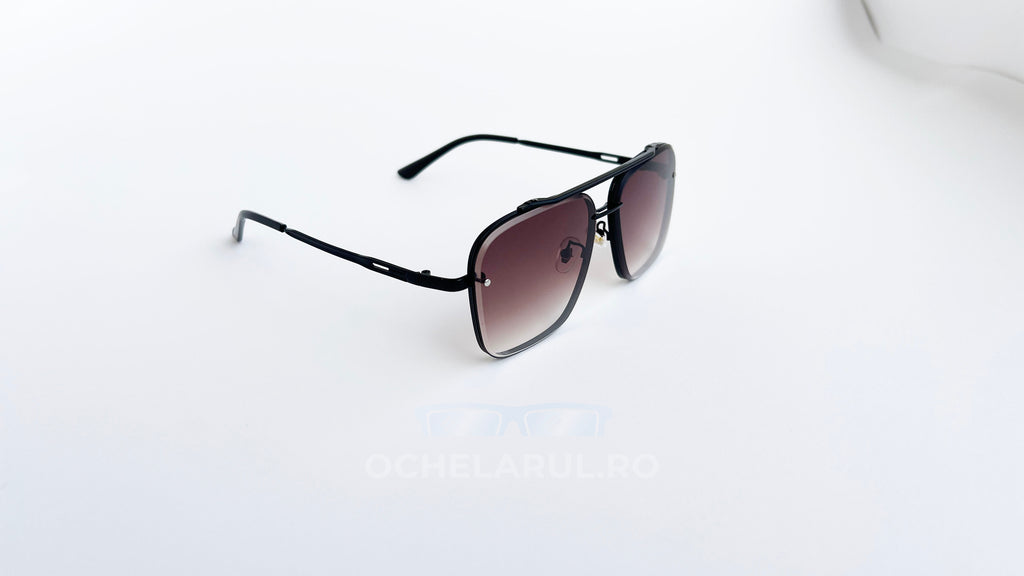 Ochelari de soare Dita Mach Six Style cu rame negre și lentile maro degrade, design masculin și elegant.