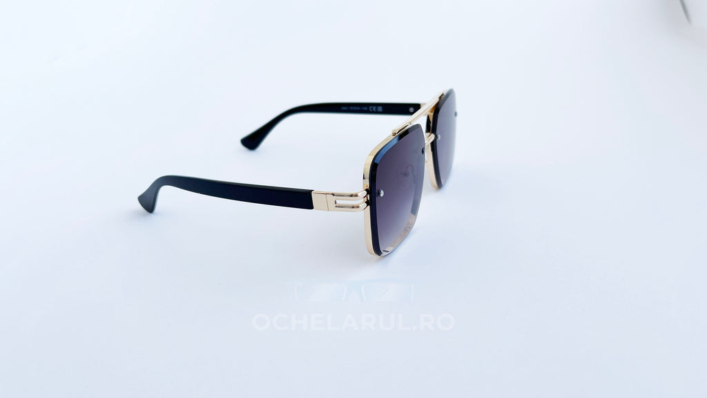 Ochelari de soare Dita Mach Six Style  brate late - Rama aurie neagra, Lentile violet degrade - vedere laterala
