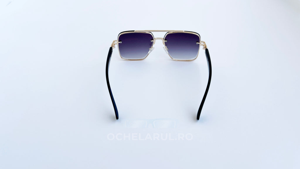 Ochelari de soare Dita Mach Six Style  brate late - Rama aurie neagra, Lentile violet degrade - vedere spate