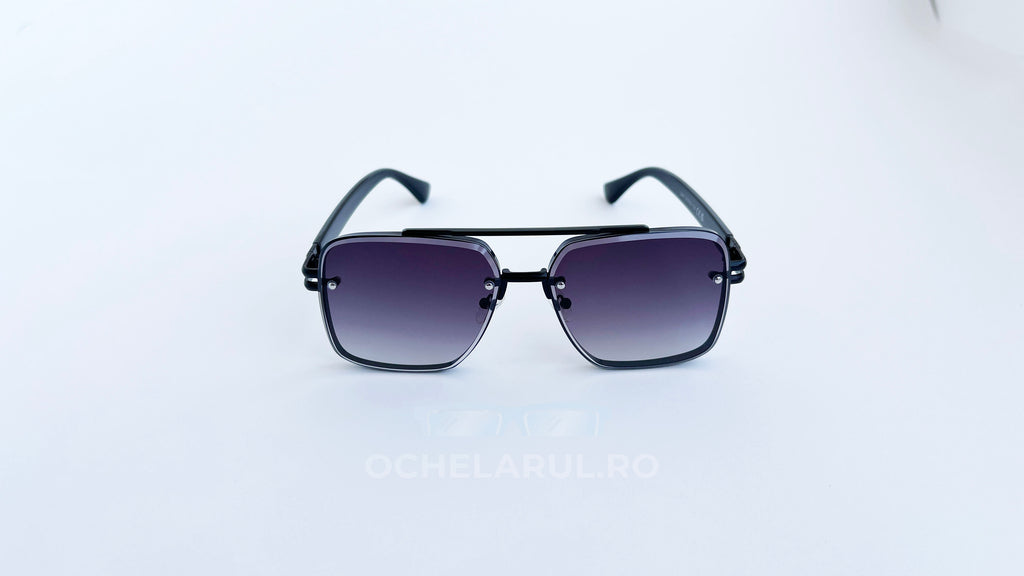 Ochelari de soare Dita Mach Six Style  brate late - Rama neagra, Lentile violet degrade - vedere fata