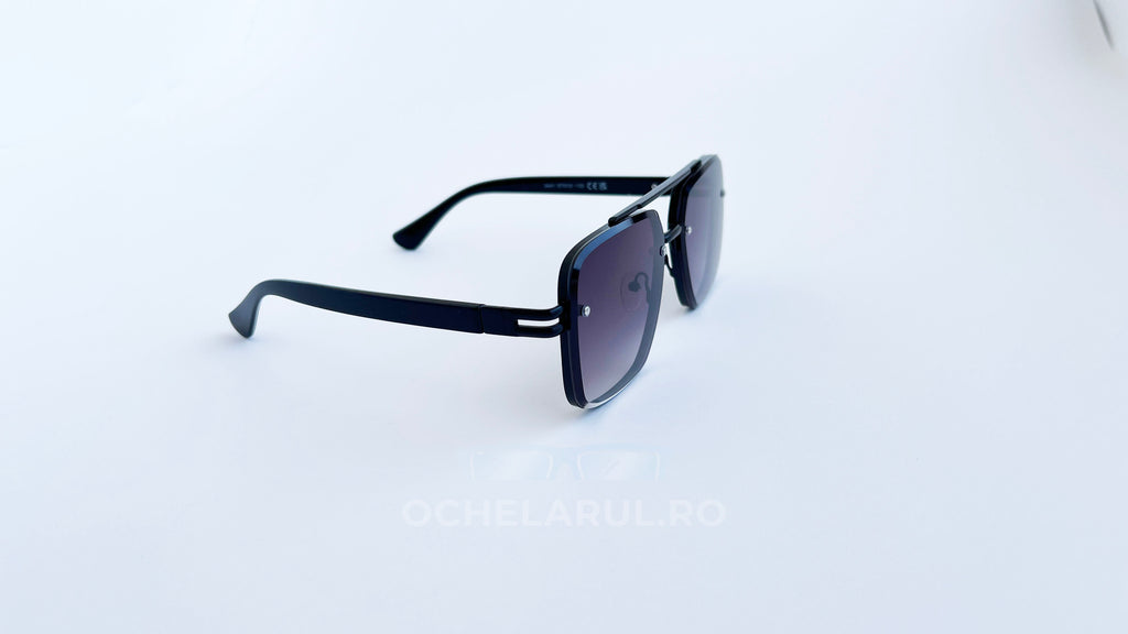 Ochelari de soare Dita Mach Six Style  brate late - Rama neagra, Lentile violet degrade - vedere laterala