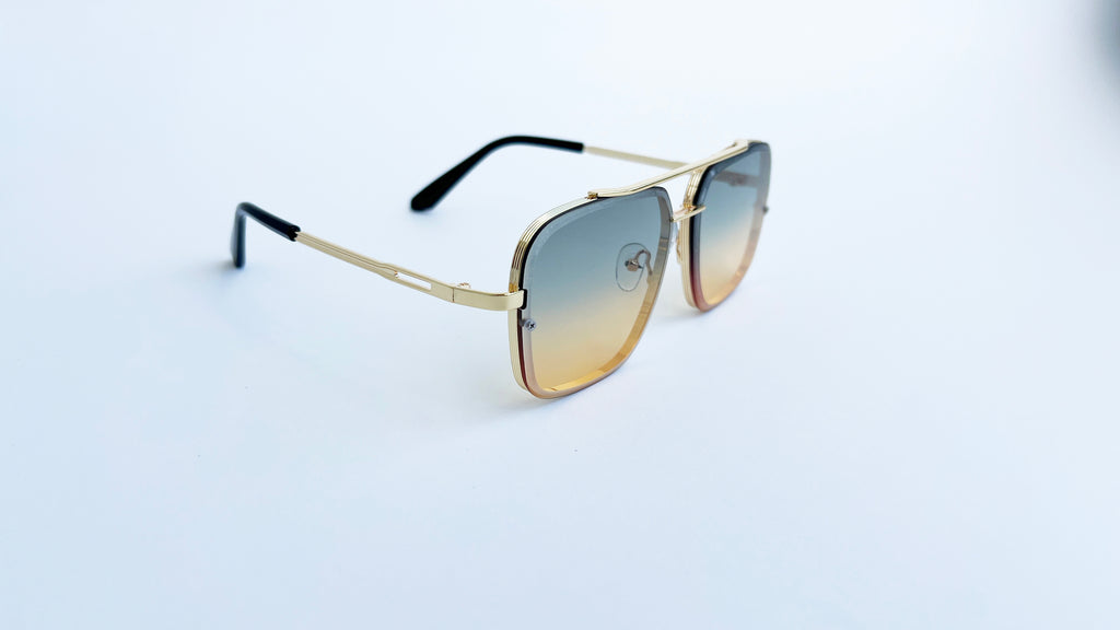 Ochelari de soare Dita Mach Six style, rama aurie si lentile verzi-portocalii degrade, prezentare