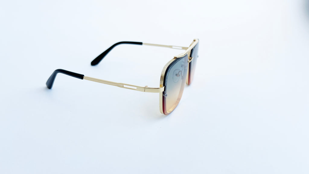 Ochelari de soare Dita Mach Six style, rama aurie si lentile verzi-portocalii degrade, vedere laterala