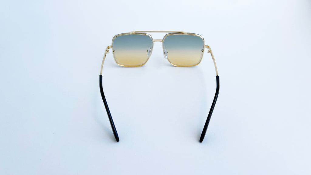 Ochelari de soare Dita Mach Six style, rama aurie si lentile verzi-portocalii degrade, vedere spate complet