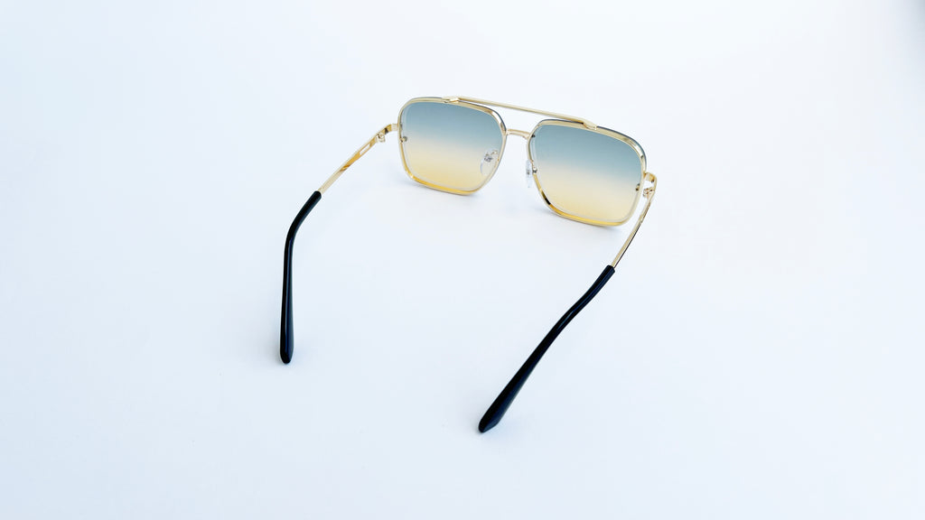 Ochelari de soare Dita Mach Six style, rama aurie si lentile verzi-portocalii degrade, vedere spate
