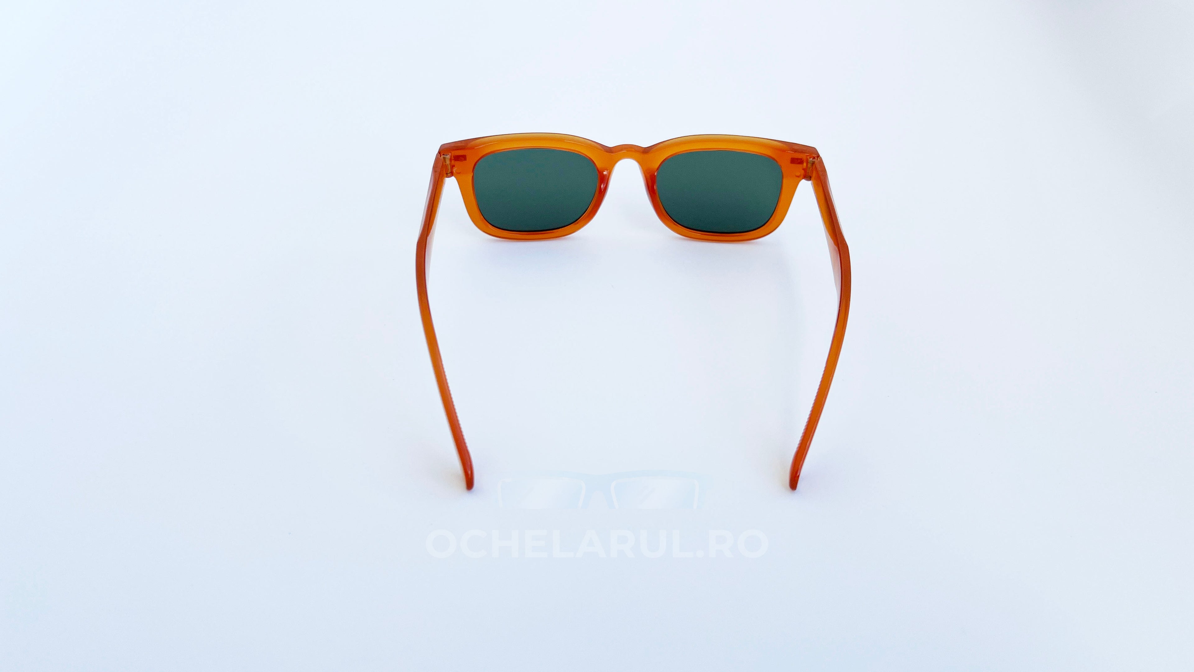 Ochelari de soare Moscot Klutz, rama portocalie si lentile verzi, vedere spate