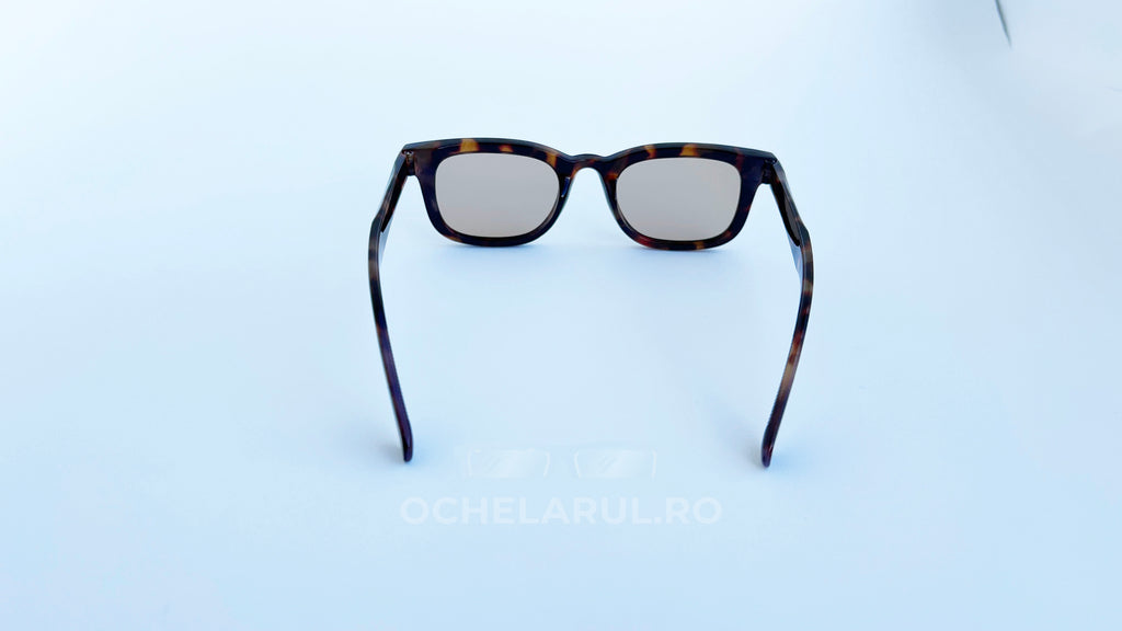 Ochelari de soare Moscot Klutz Style cu rame tortoise, lentile maro pentru protecție și stil masculin modern, vedere spate