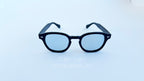 Ochelari Moscot Lemtosh Style cu rame negre și lentile albastre, ochelari de soare bărbați eleganți.