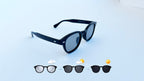 Ochelari Moscot Lemtosh Style - Polarizați Fotocromatici cu rame negre și lentile gri pentru protecție solară optimă.