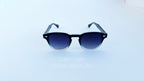 Ochelari de soare Moscot Lemtosh Style cu rame negre și lentile violet degrade pentru bărbați.