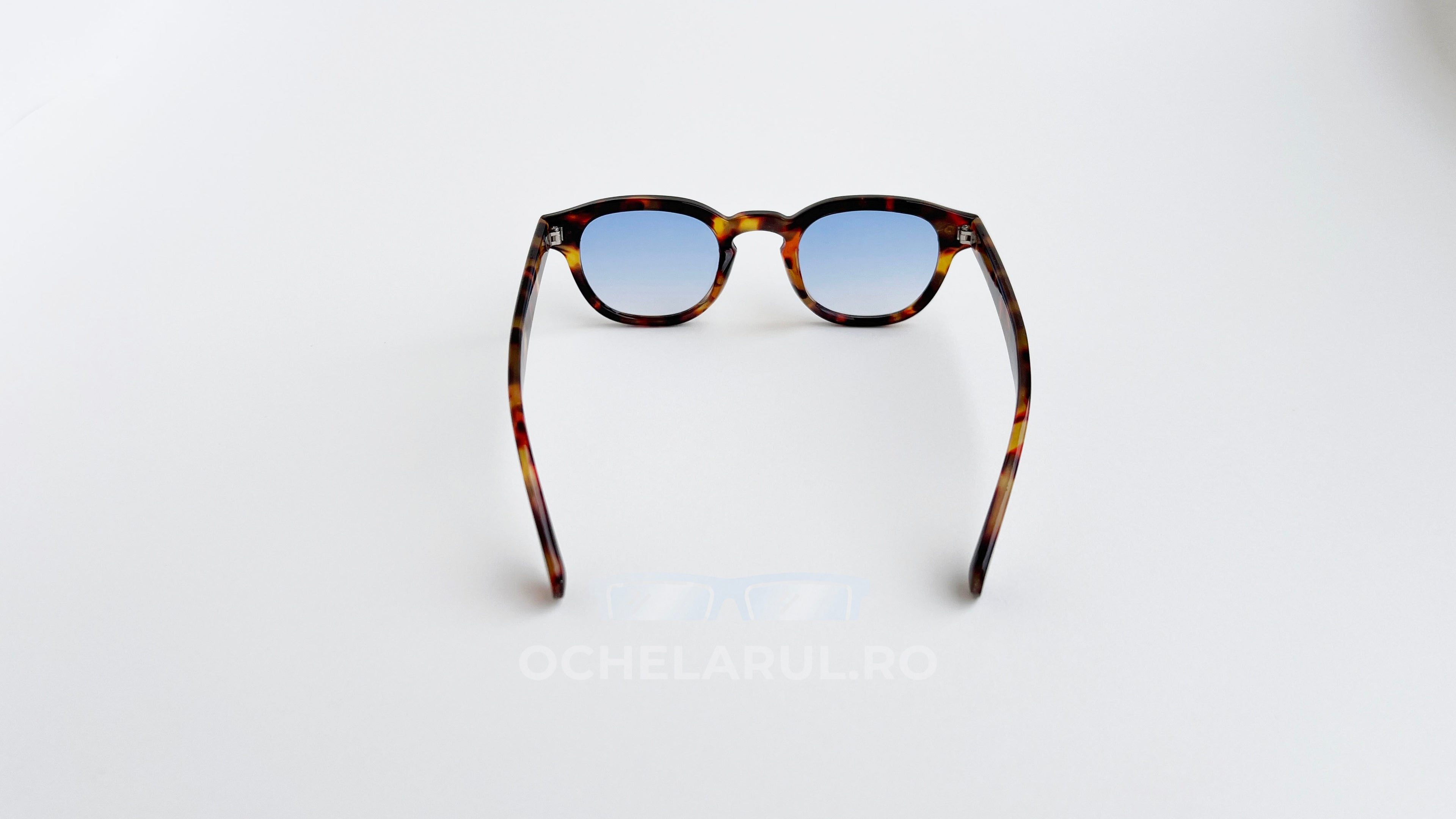 Ochelari de soare Moscot Lemtosh Style cu rame Havana și lentile albastre degrade, ochelari de soare bărbați eleganți.