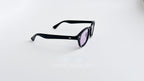 Ochelari de soare Moscot Lemtosh Style cu rame negre și lentile colorate mov, design modern pentru bărbați.