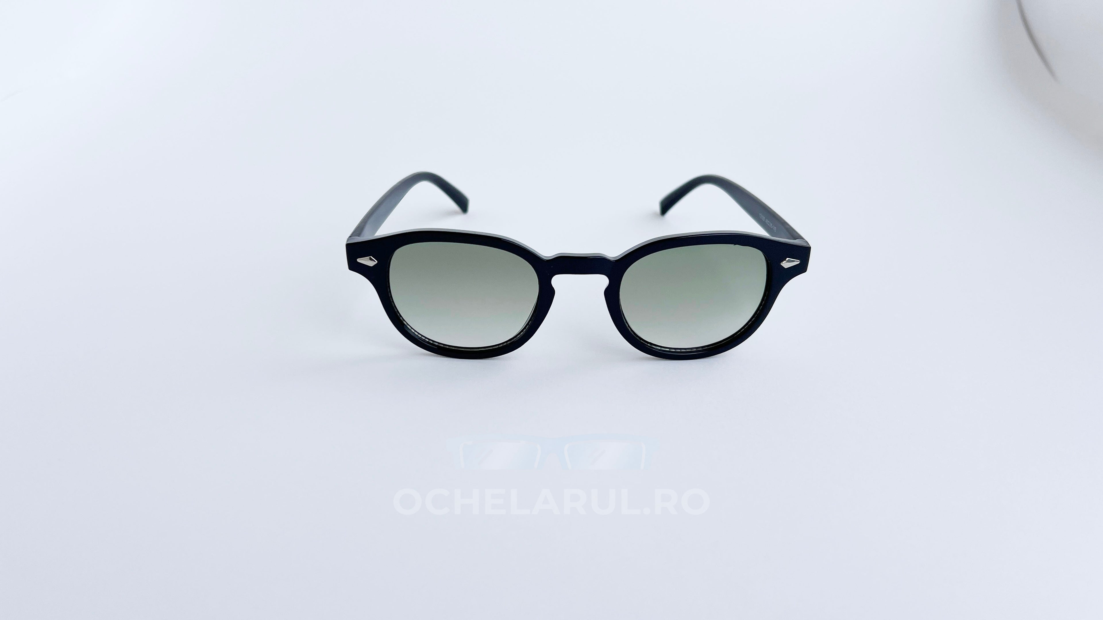 Ochelari de soare Moscot Lemtosh style, rama neagra si lentile verzi degrade, vedere fata