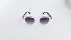 Ochelari de soare Moscot Lemtosh Style cu ramă transparentă și brațe Havana, lentile gri degrade pentru bărbați.