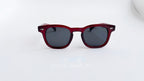 Ochelari de soare Moscot Lemtosh style, rama visinie si lentile negre, vedere fata aproape