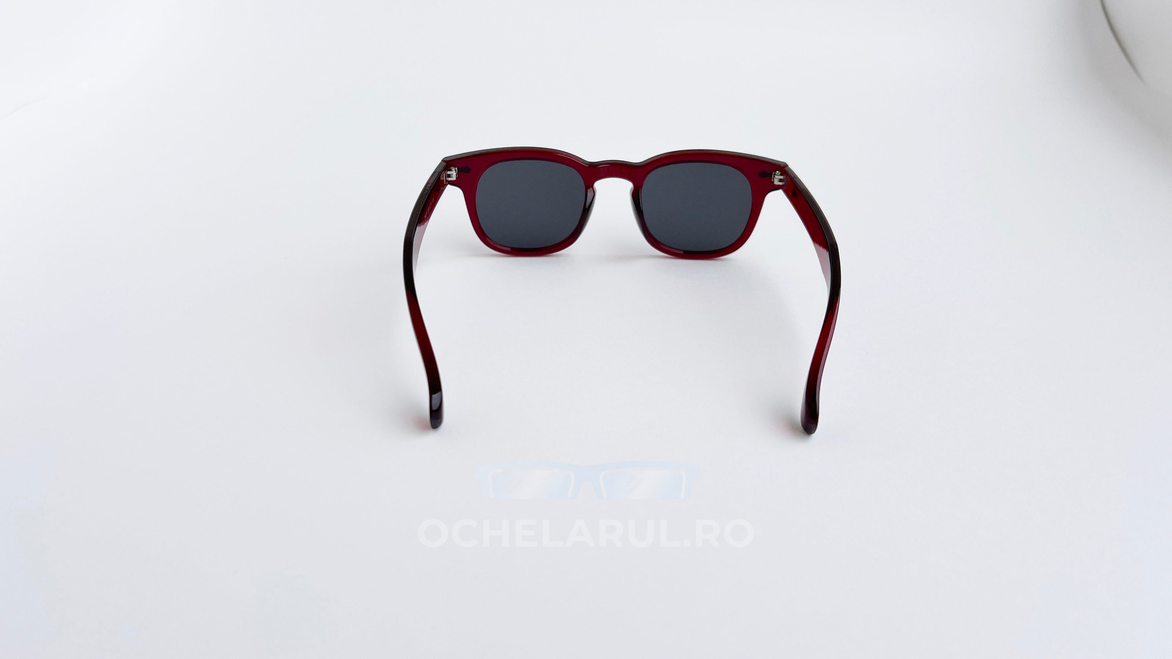 Ochelari de soare Moscot Lemtosh style, rama visinie si lentile negre, vedere spate