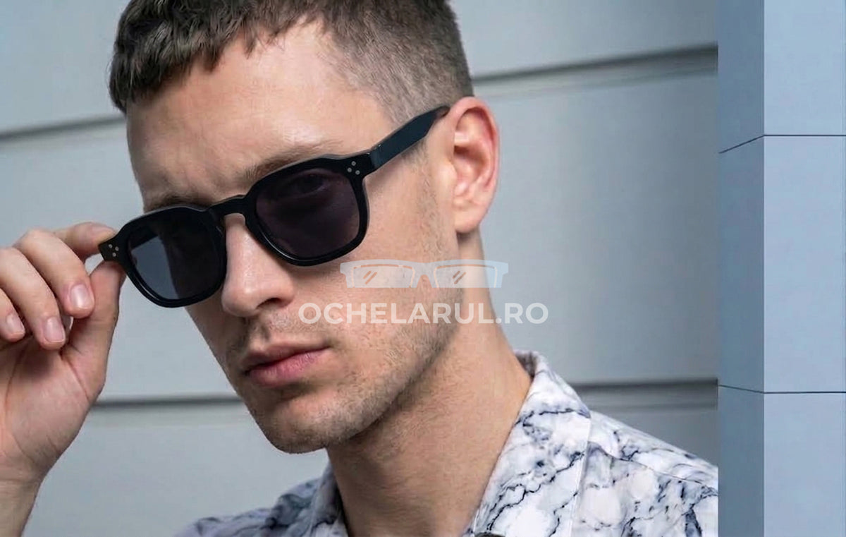 Ochelari de soare Moscot Style Pătrați Negri