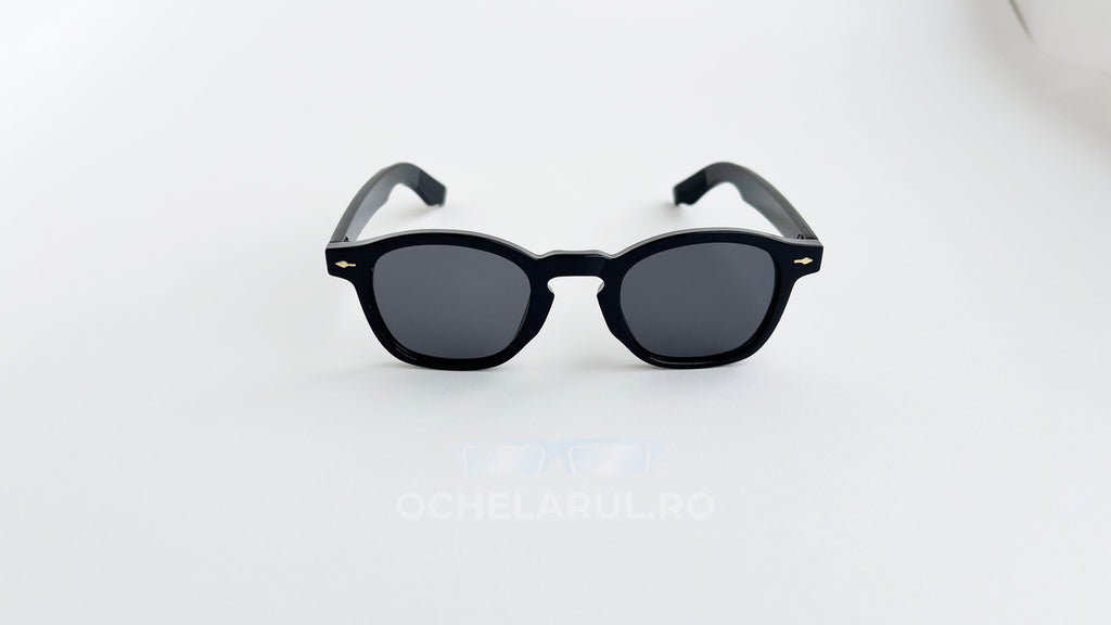 Ochelari de soare Oliver Peoples style, rama neagra si lentile negre, vedere fata
