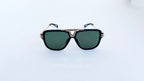 Ochelari de soare Pilot Style cu rame negre și aurii și lentile verzi, design modern pentru ochelari de soare bărbați, disponibili pe ochelarul.ro