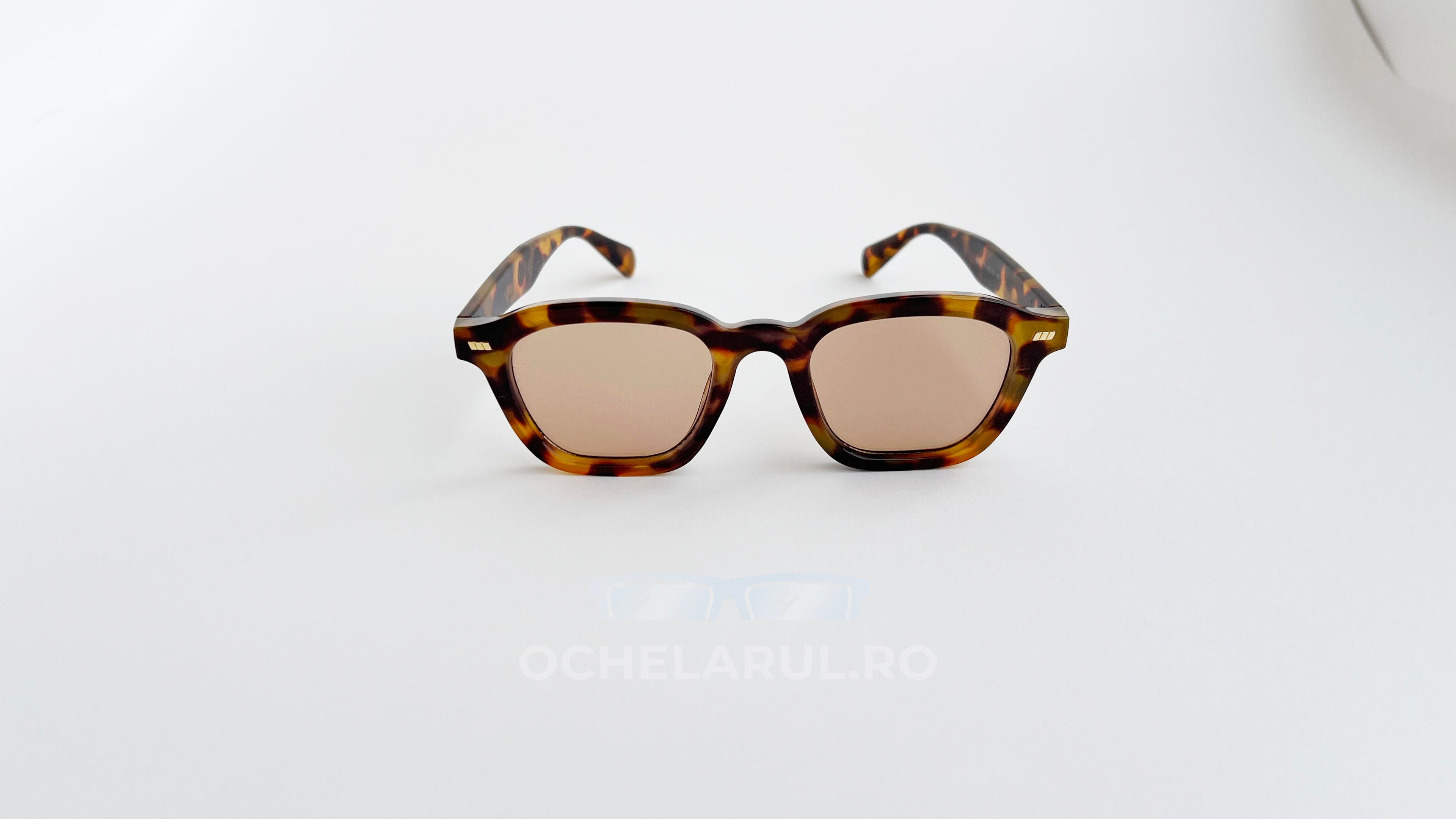 Ochelari de soare Tortoise cu rame tip țestoasă și lentile maro, design masculin elegant.