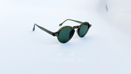 Ochelari de soare Retro Style cu rame verzi și lentile verzi, design vintage pentru bărbați.