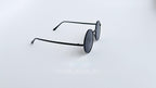 Ochelari de soare Rotunzi cu rame negre subțiri și lentile negre elegante, design modern pentru bărbați.