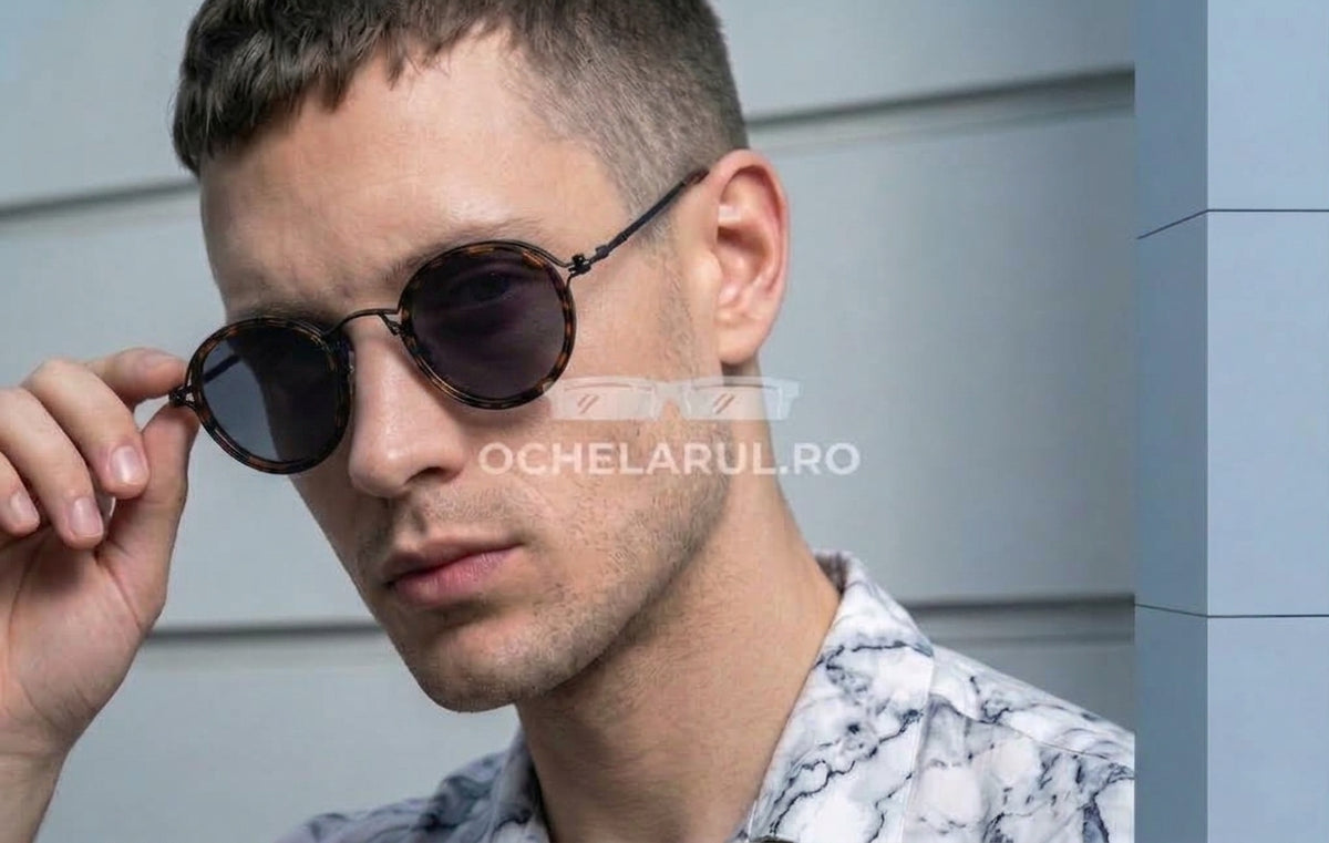Ochelari de soare Rotunzi Retro Polarizați Negri