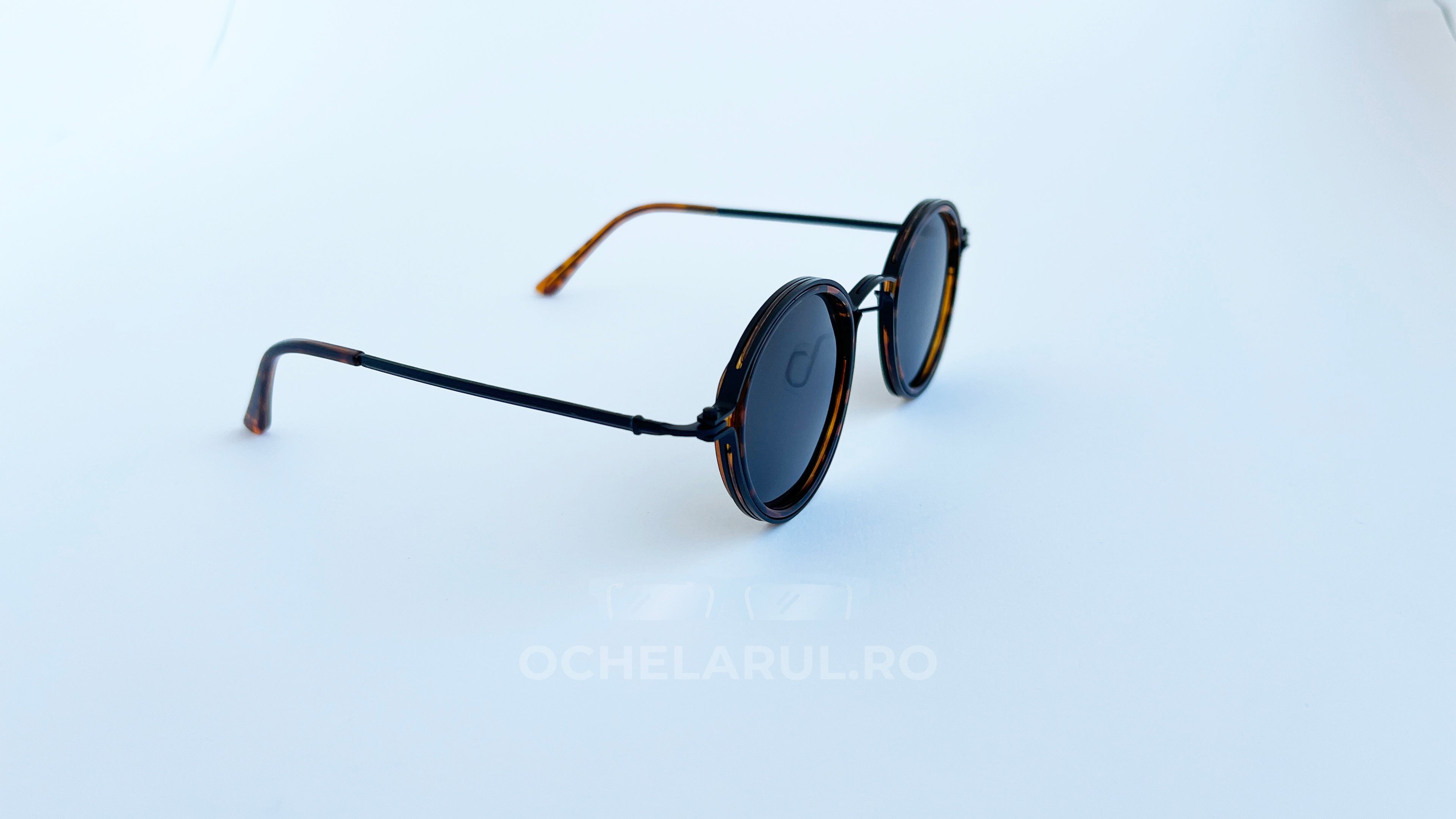 Ochelari de soare Rotunzi Retro Polarizați Negri