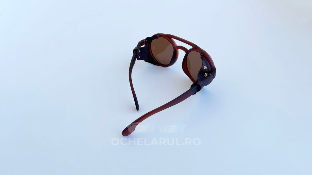 Ochelari de soare Steampunk Rotunzi cu rame maro și lentile maro, design distinctiv pentru bărbați.