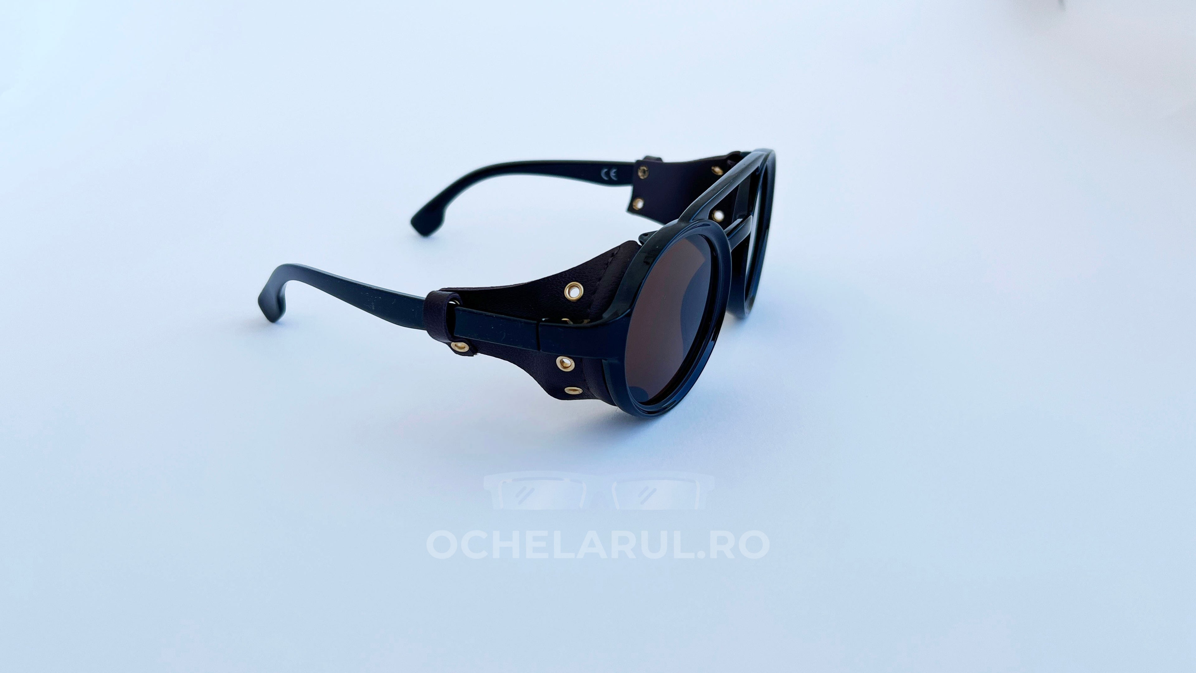Ochelari de soare Steampunk Rotunzi cu rame negre și lentile maro pentru un stil masculin distinctiv