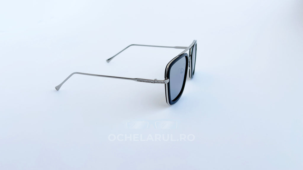 Ochelari Dita Flight Style - Rama neagra, Lentile gri oglinda - vedere laterala