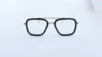 Ochelari Dita Flight Style - Rama argintie neagra, Lentile transparente - vedere fata aproape