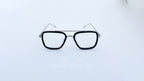 Ochelari Dita Flight Style - Rama argintie neagra, Lentile transparente - vedere fata
