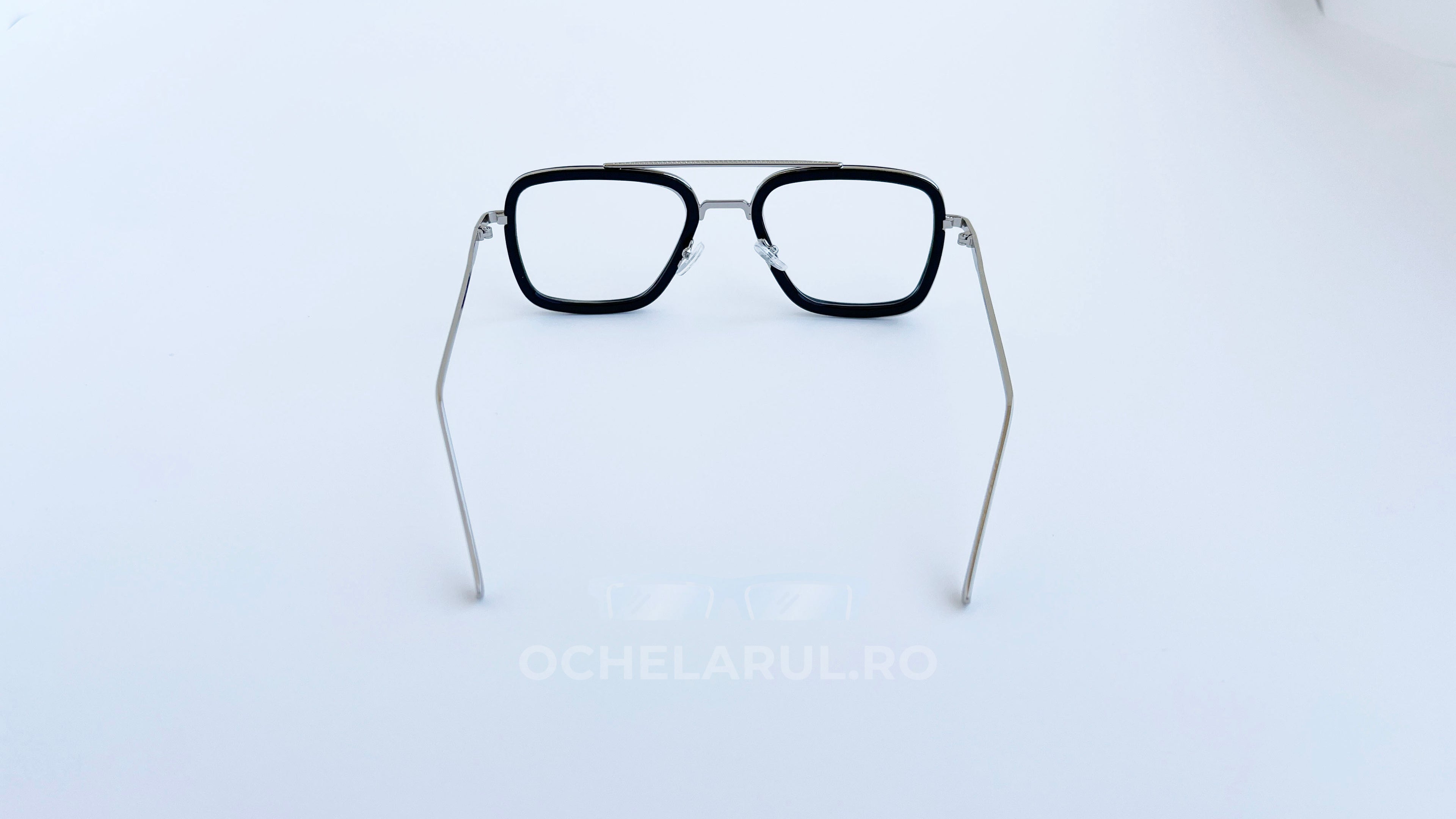 Ochelari Dita Flight Style - Rama argintie neagra, Lentile transparente - vedere spate