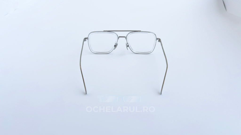 Ochelari Dita Flight Style - Rama argintie transparenta, Lentile transparente - vedere spate