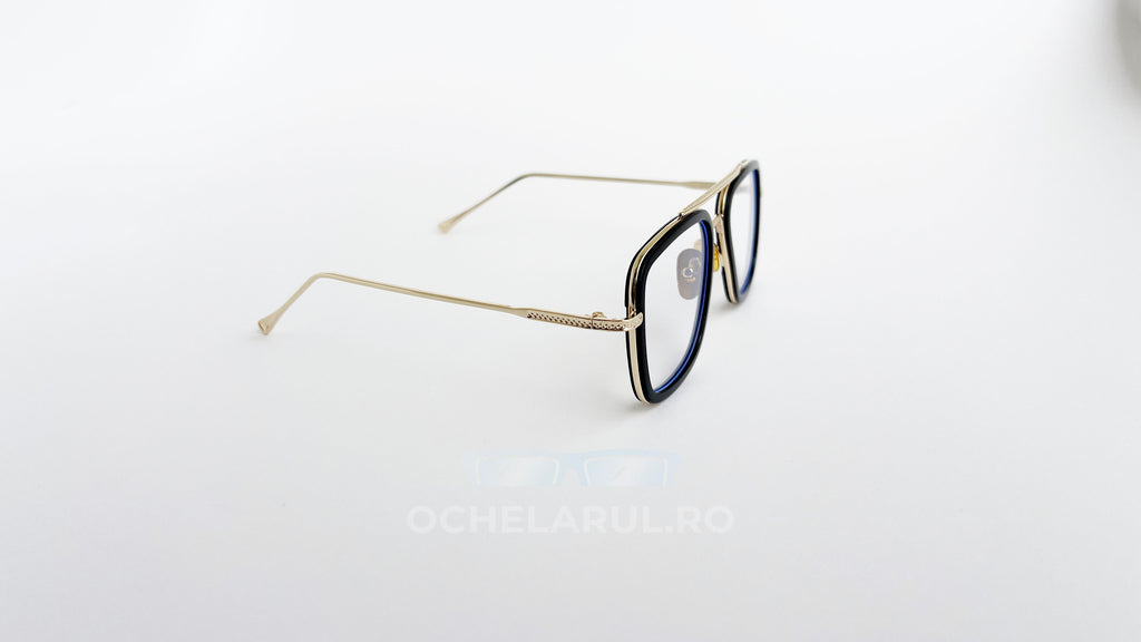 Ochelari Dita Flight Style cu rame aurii și lentile transparente, design elegant pentru bărbați.