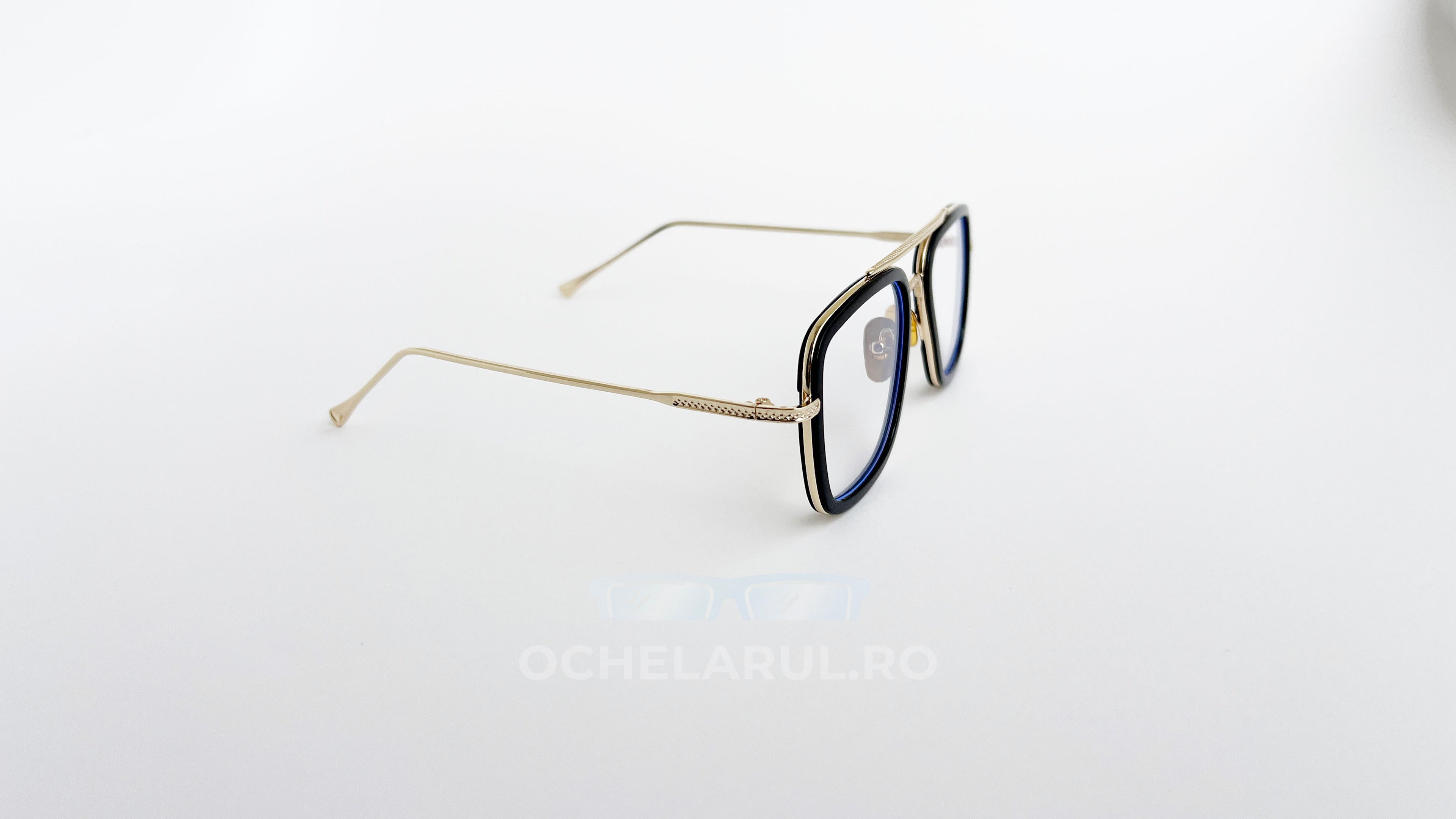 Ochelari Dita Flight Style cu rame aurii și lentile transparente, design elegant pentru bărbați.