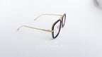 Ochelari Dita Flight Style cu rame aurii și maronii, lentile transparente, design modern și elegant pentru bărbați.