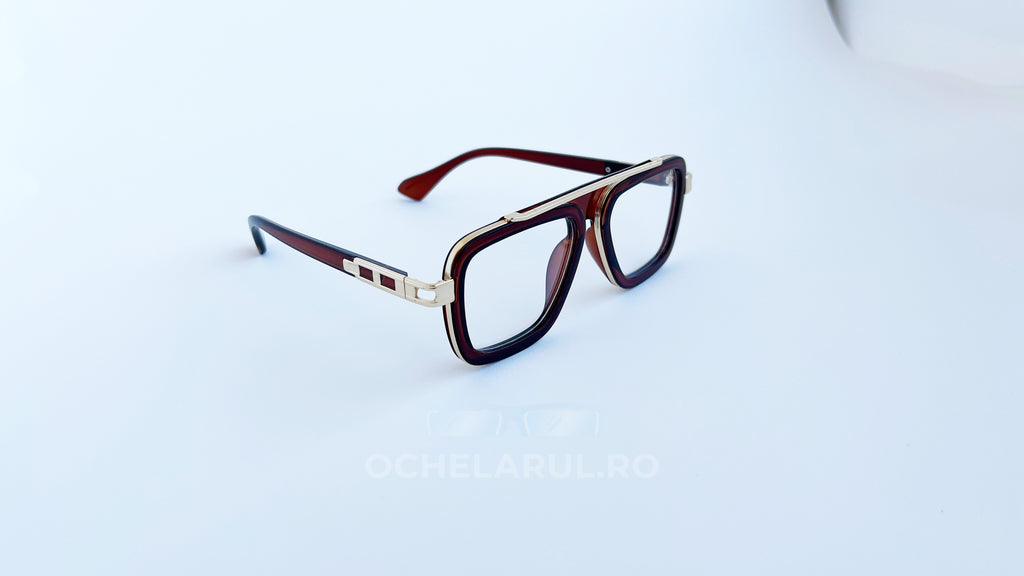 Ochelari Dita LXN-EVO Style, rama maro și auriu, lentile transparente