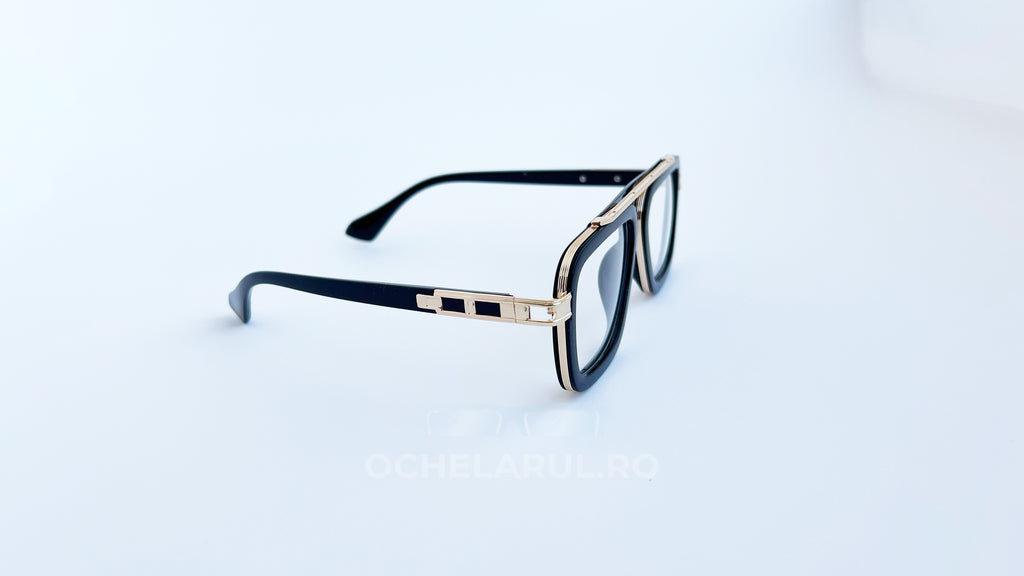 Ochelari Dita LXN-EVO Stil, negru și auriu, pe un fundal alb.