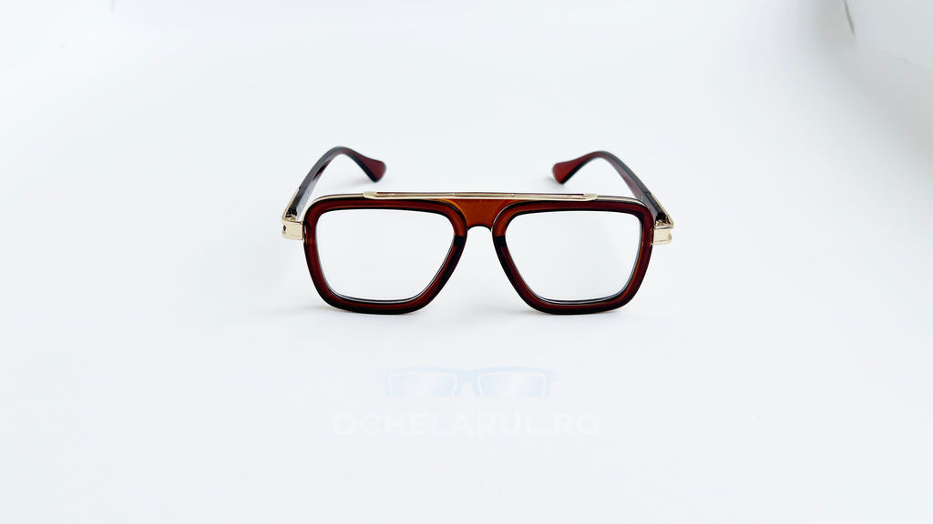 Ochelari Dita LXN-EVO Style - Rama maro-aurie - Lentile transparente - Vedere frontala