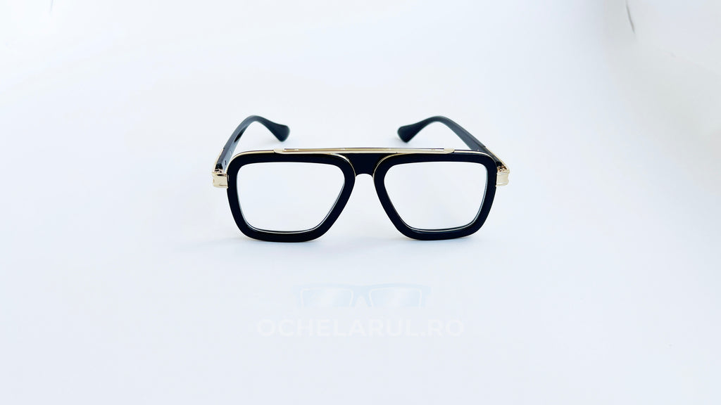 Ochelari Dita LXN-EVO Style - Rama neagra-aurie - Lentile transparente - Vedere frontala