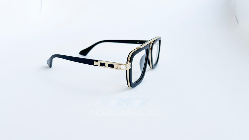 Ochelari Dita LXN-EVO Style - Rama neagra-aurie - Lentile transparente - Vedere laterala