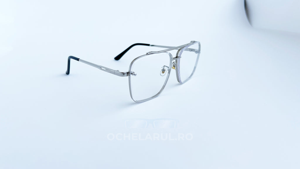 Ochelari Dita Mach Six Style, cu rame argintii și lentile transparente UV400.