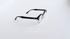 Rame ochelari browline, rama negru-argintiu si lentile transparente, vedere laterala