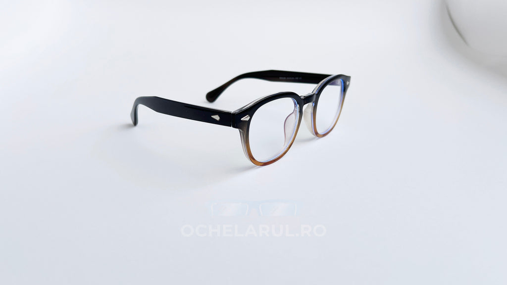 Rame ochelari Large Moscot Style în nuanțe degradate de maro cu lentile transparente, design elegant și modern.
